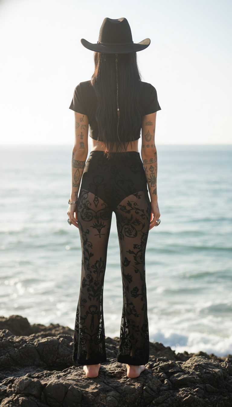 MIDNIGHT VEIL LACE FLARES